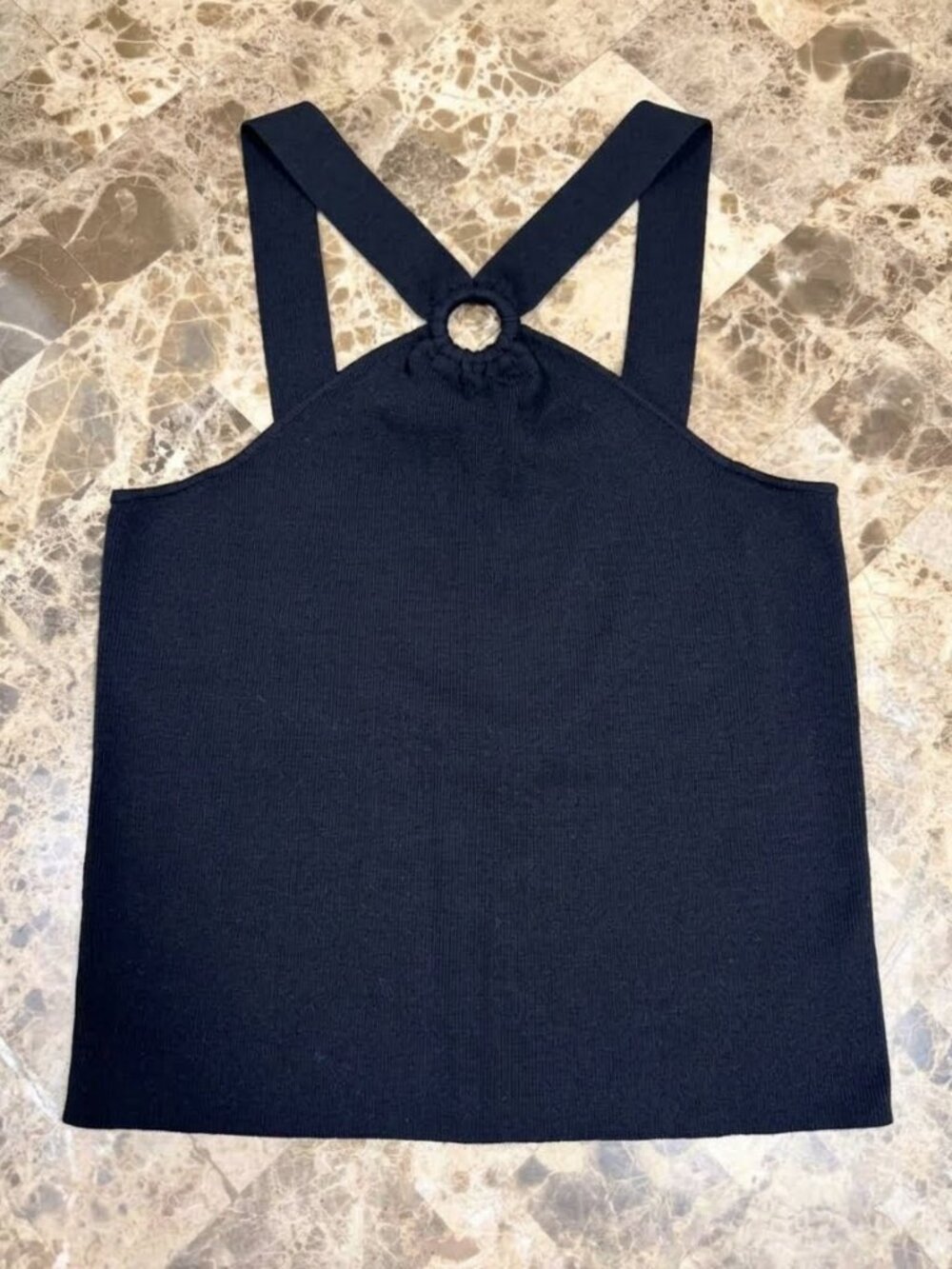 LOFT Navy Blue Knit Halter Tank Top Camisole Blouse Size Large